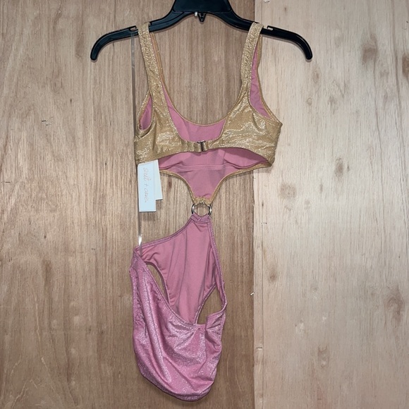 Salt + Cove Precious Metals Cut Out Monokini Swimsuit, Blush Pink Sz SMALL - Picture 3 of 12